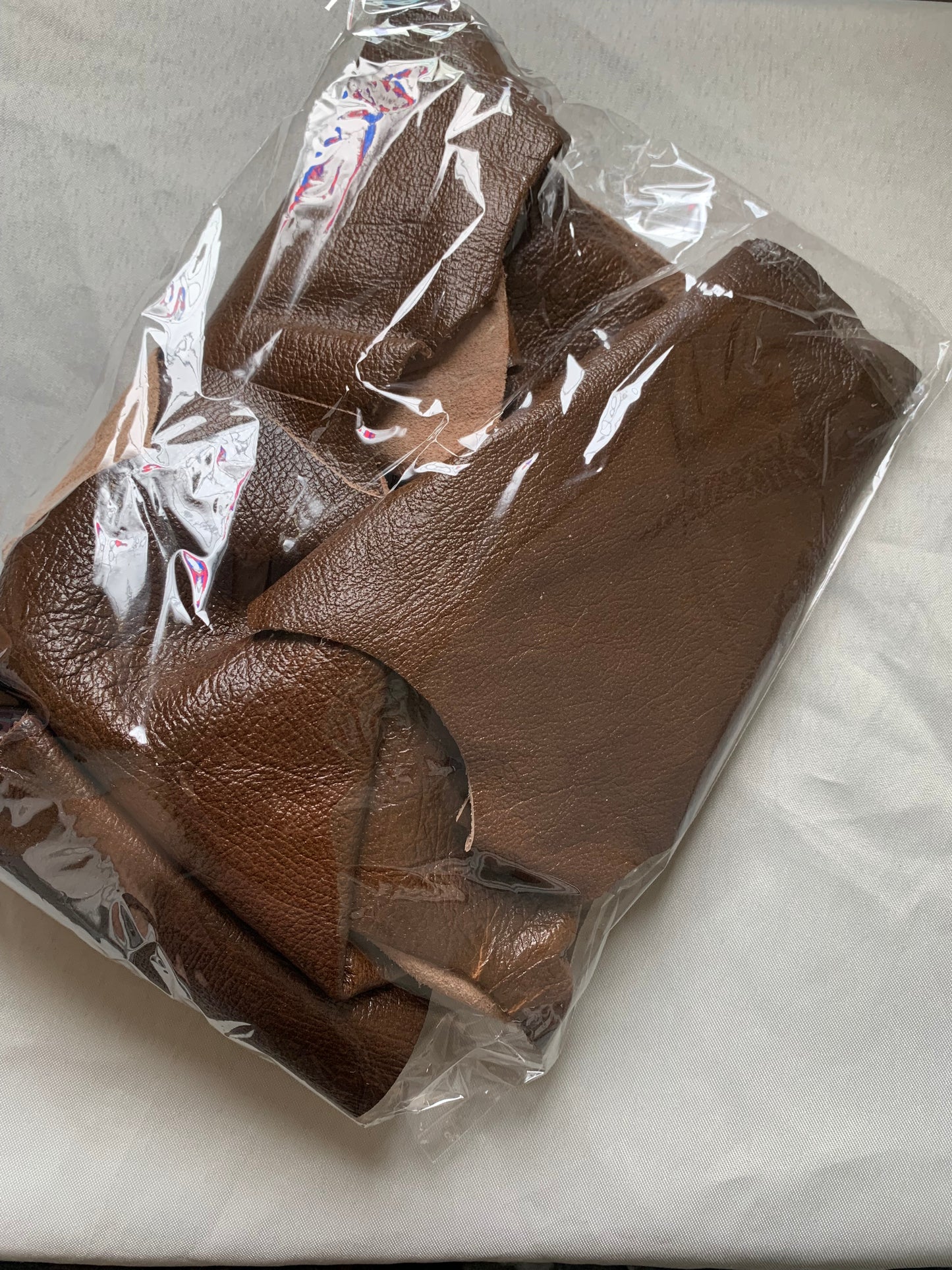 Scrap fabric packs - genuine leather brown